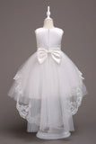 Princess Round Neck Sleeveless Double Layer Lace Overlay Hi-Low Tulle Flower Girl Dresses 1031501196583