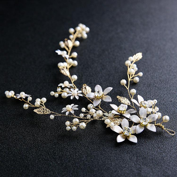 Gold handmade bridal headdress Hair accessories Beaded dress accessories 583345967079 - COCOMELODY