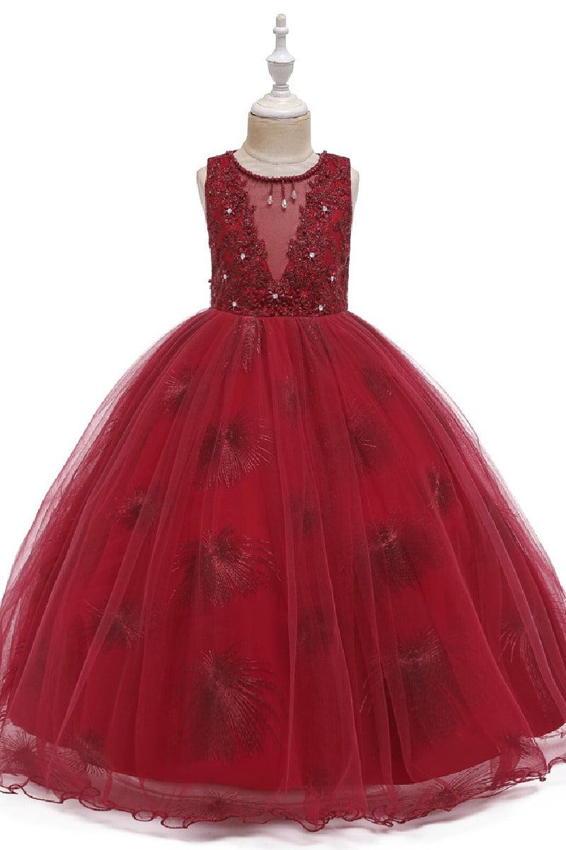 A-Line/Princess Scoop Neck Tulle Flower Girl Dresses With Sash/Bow 612626068133 - COCOMELODY