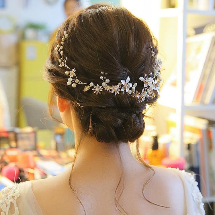 Gold handmade bridal headdress Hair accessories Beaded dress accessories 583345967079 - COCOMELODY