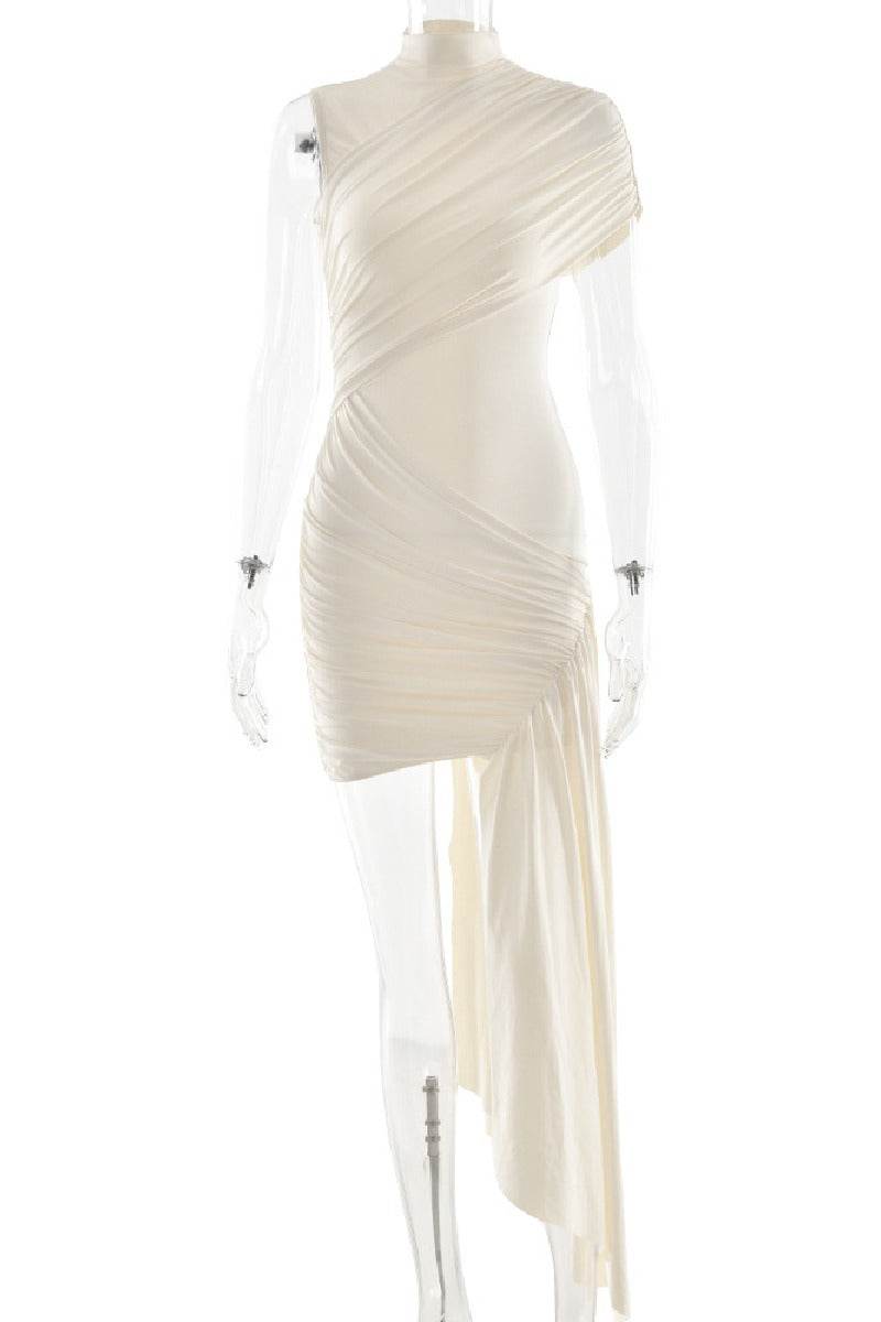 Asymmetry Mini Knitted Cocktail Wedding Guest dresses - COCOMELODY