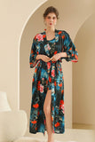 Hand-painted Floral Print Long Women's Robe-Set 902410930680 - COCOMELODY