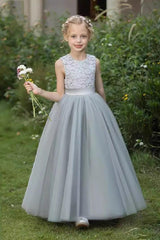 A-Line/Princess Scoop Neck Tulle Flower Girl Dresses With Sash/Bow 797915415325 - COCOMELODY
