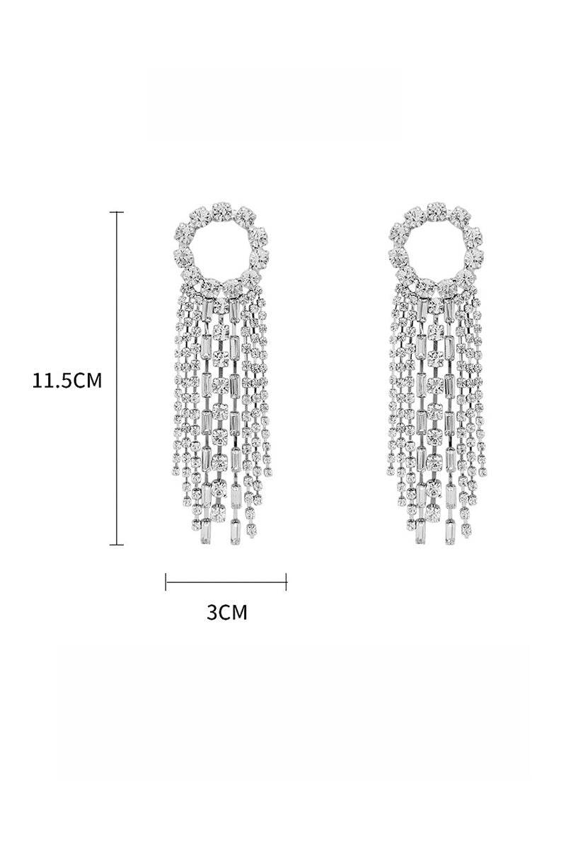 Rhinestone Tassels Drop Earrings 573909591269 - COCOMELODY