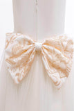 A-Line Illusion Neck Sleeveless Lace/Tulle Flower Girl Dresses 687333472255 - COCOMELODY