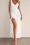 Sheath-Column Tea Length Chiffon Little White Dress 100032 - COCOMELODY