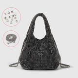 Diamond-encrusted and diamond-filled tote bucket dinner bag 819045946412 - COCOMELODY