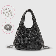 Diamond-encrusted and diamond-filled tote bucket dinner bag 819045946412 - COCOMELODY