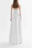 A-Line High-Low Satin Wedding Dress 817751424251 - COCOMELODY