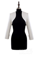 Fashion Ivory Satin Long Sleeve Wedding Jacket AC4009 - COCOMELODY