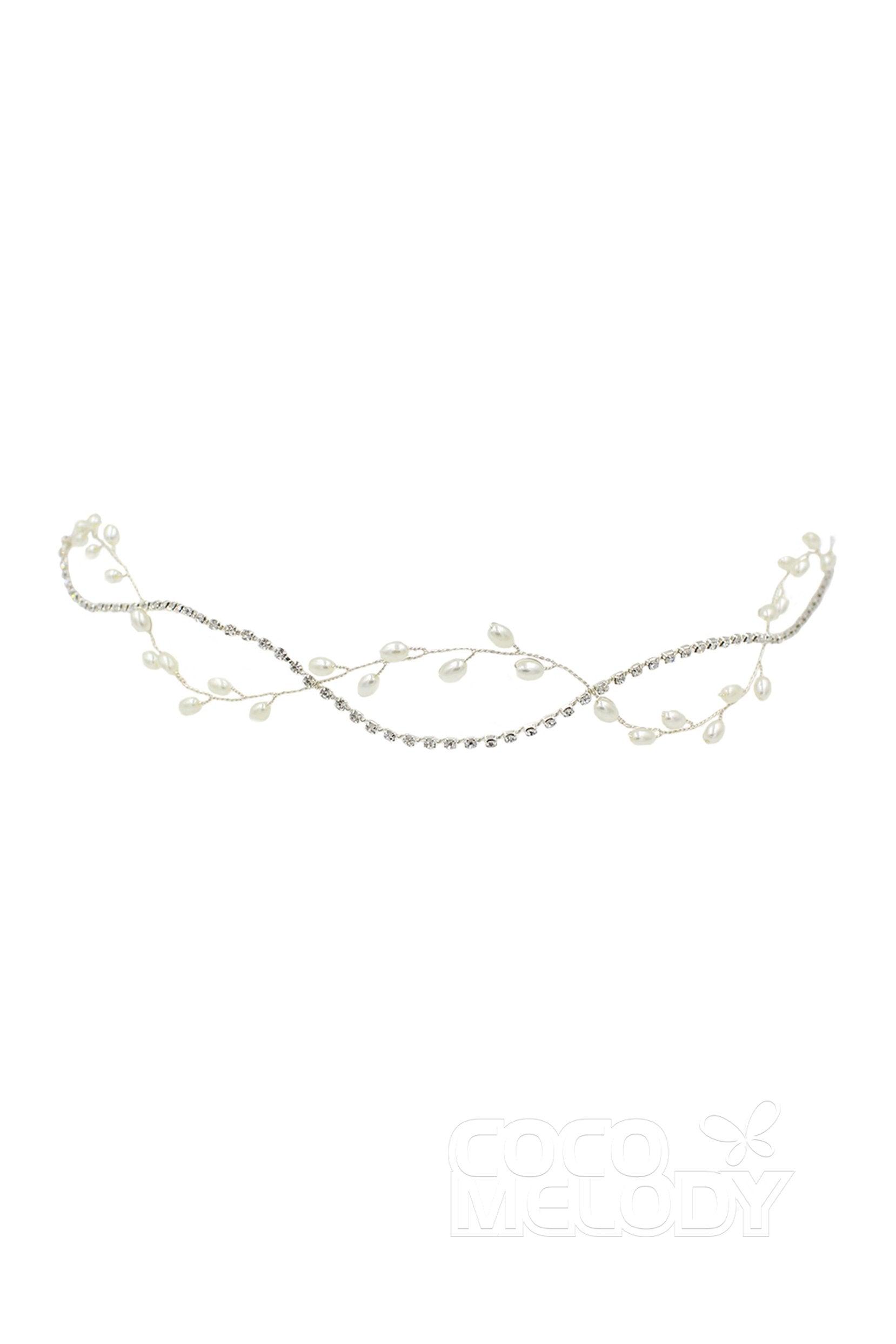 Alloy Headbands with Imitation Pearl and Rhinestone AH18001 - COCOMELODY