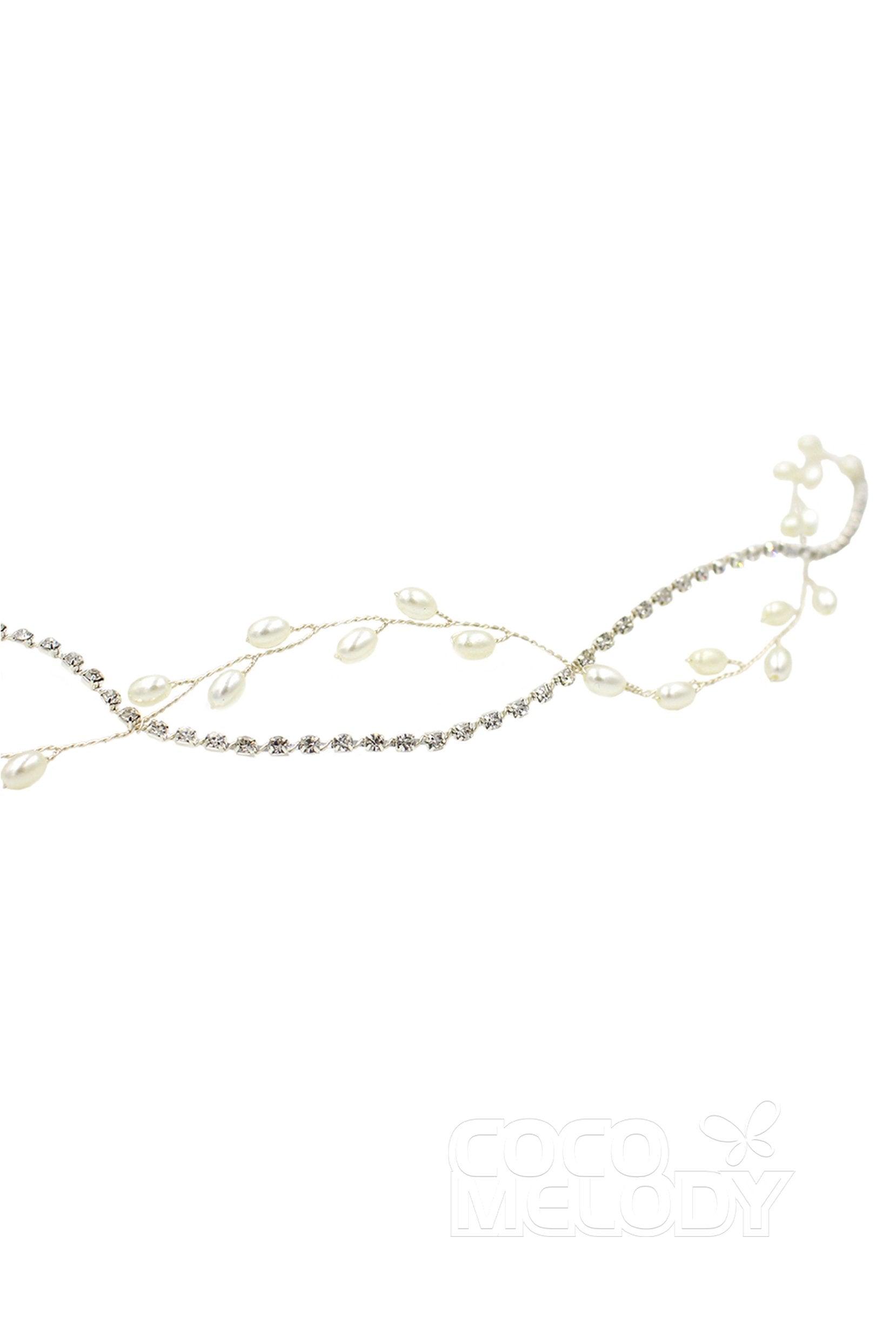 Alloy Headbands with Imitation Pearl and Rhinestone AH18001 - COCOMELODY
