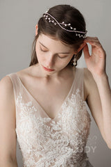 Alloy Headbands with Imitation Pearl and Rhinestone AH18001 - COCOMELODY