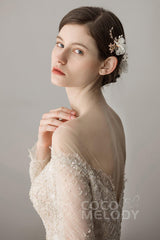Alloy Hairpins with Flower Imitation Pearl Crystals AH18008 - COCOMELODY