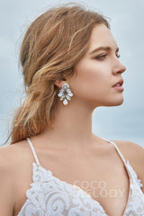 Elegant Zircon Wedding Earrings with Jewel HG18011 - COCOMELODY