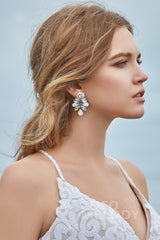 Elegant Zircon Wedding Earrings with Jewel HG18011 - COCOMELODY
