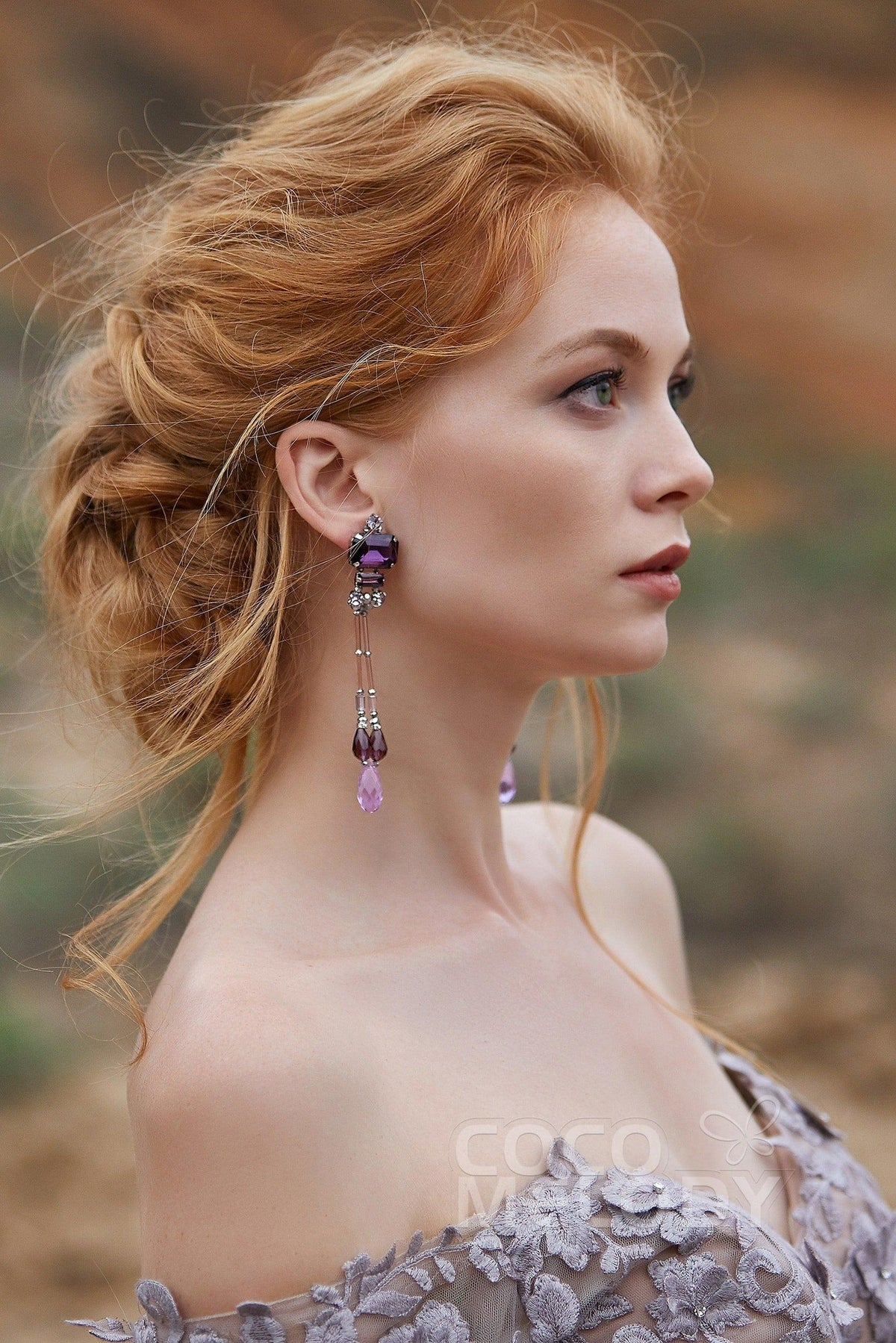 Modern Zircon Wedding Earrings with Jewel Beading HG18014 - COCOMELODY