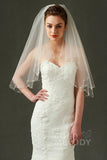 Two-tier Beaded Edge Tulle Elbow Veils with Beading AV160018 - COCOMELODY