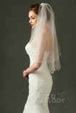 Two-tier Beaded Edge Tulle Elbow Veils with Beading AV160018 - COCOMELODY
