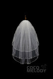 Three-tier Ribbon Edge Tulle Hip Veils with Pearls AV18009 - COCOMELODY