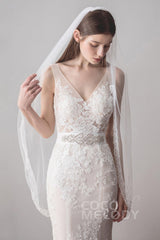 One-tier Lace Edge Tulle Lace Hip Veils Appliques AV18026 - COCOMELODY