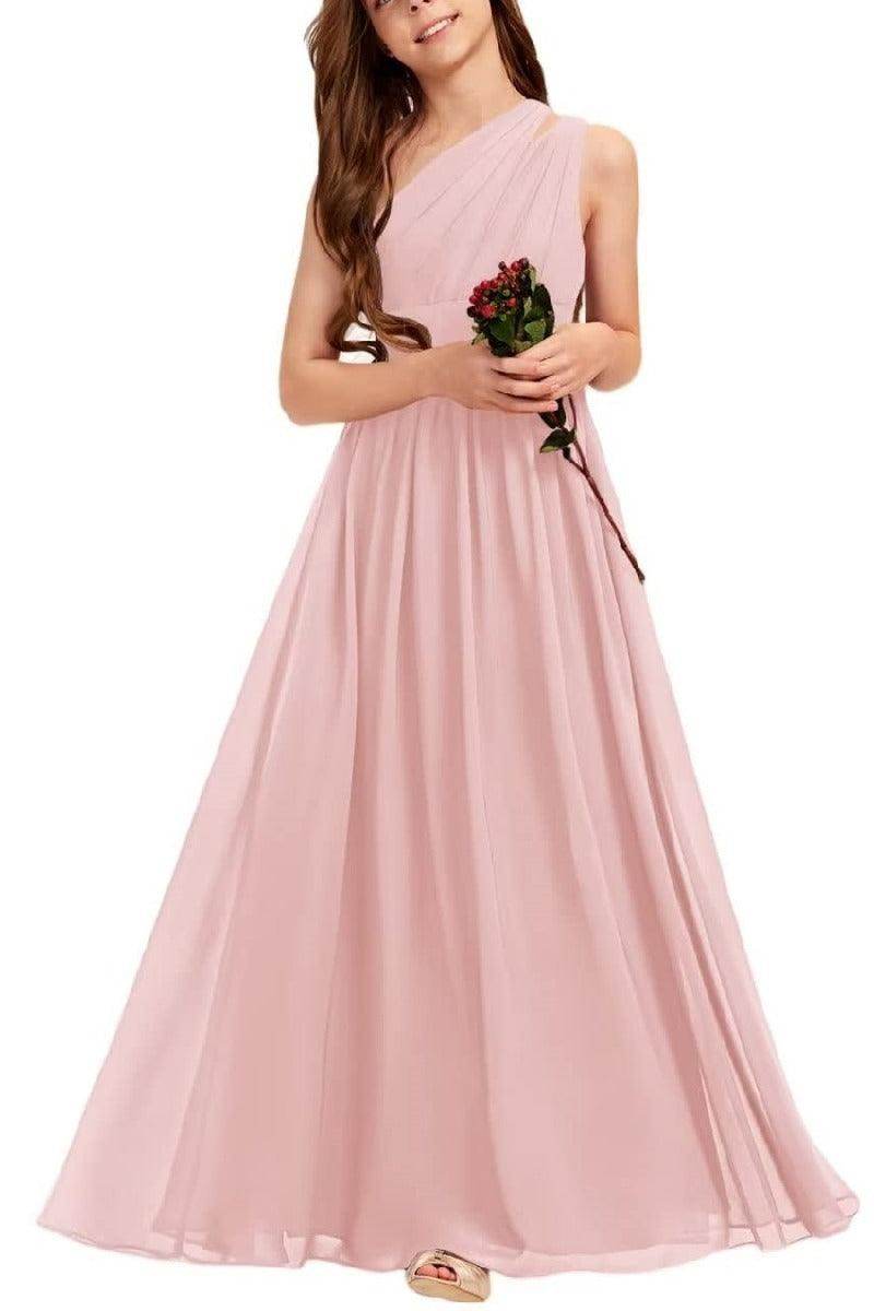 One Shoulder A-Line Junior Bridesmaid Dress B0C69DBSKL - COCOMELODY