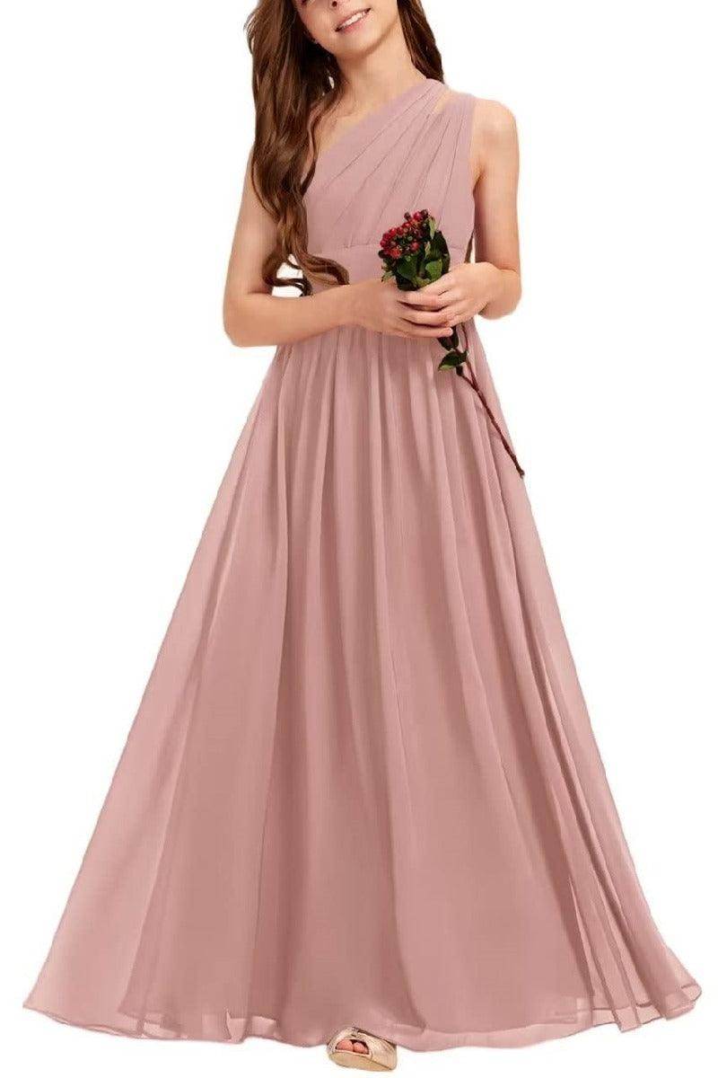 One Shoulder A-Line Junior Bridesmaid Dress B0C69DBSKL - COCOMELODY