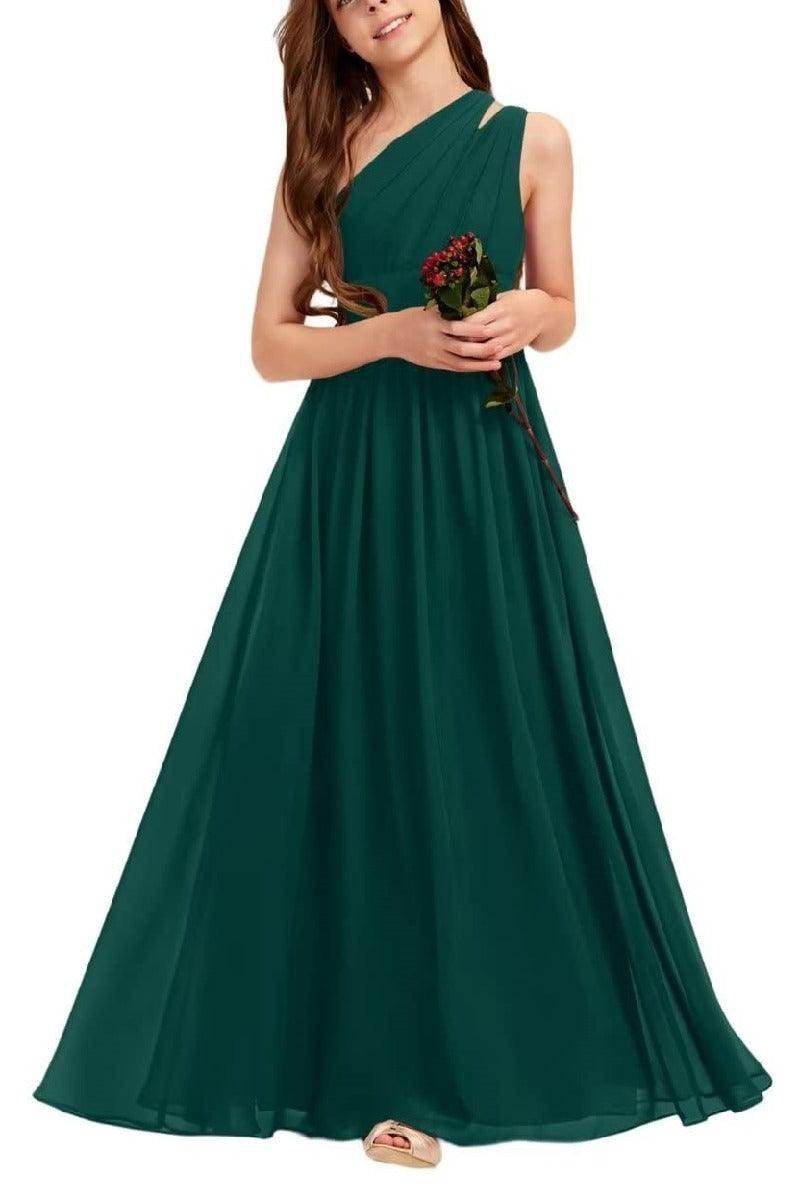 One Shoulder A-Line Junior Bridesmaid Dress B0C69DBSKL - COCOMELODY