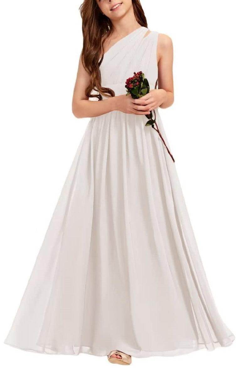 One Shoulder A-Line Junior Bridesmaid Dress B0C69DBSKL - COCOMELODY