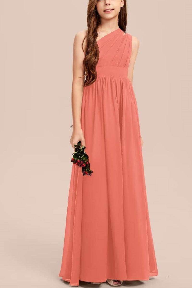 One Shoulder A-Line Junior Bridesmaid Dress B0C69DBSKL - COCOMELODY