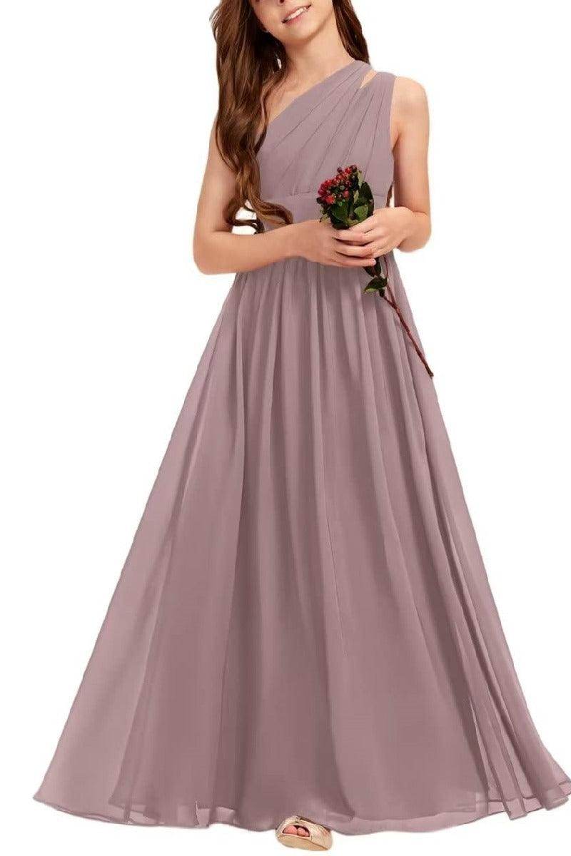 One Shoulder A-Line Junior Bridesmaid Dress B0C69DBSKL - COCOMELODY