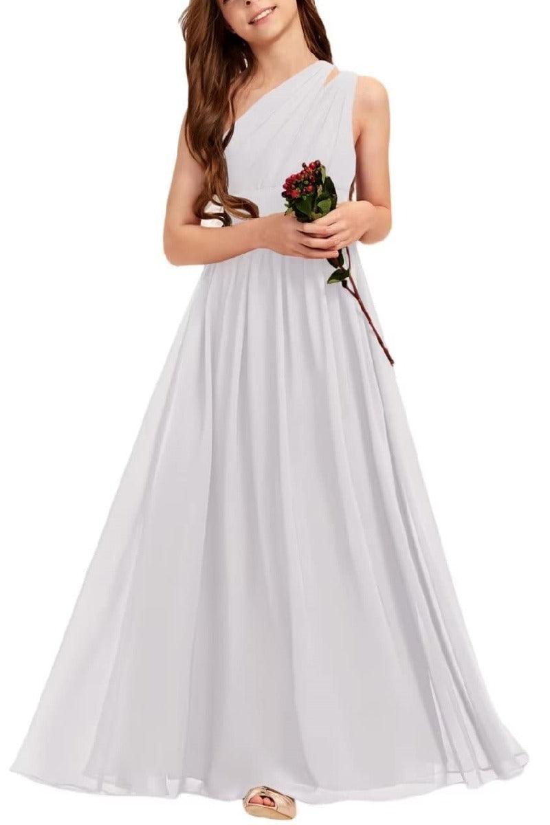 One Shoulder A-Line Junior Bridesmaid Dress B0C69DBSKL - COCOMELODY