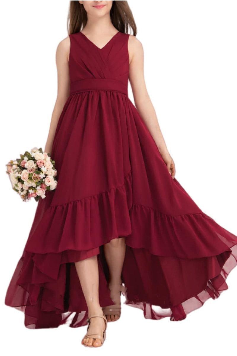 Junior Bridesmaid Dress High-Low Chiffon Gown B0CJDQ8SB2 - COCOMELODY