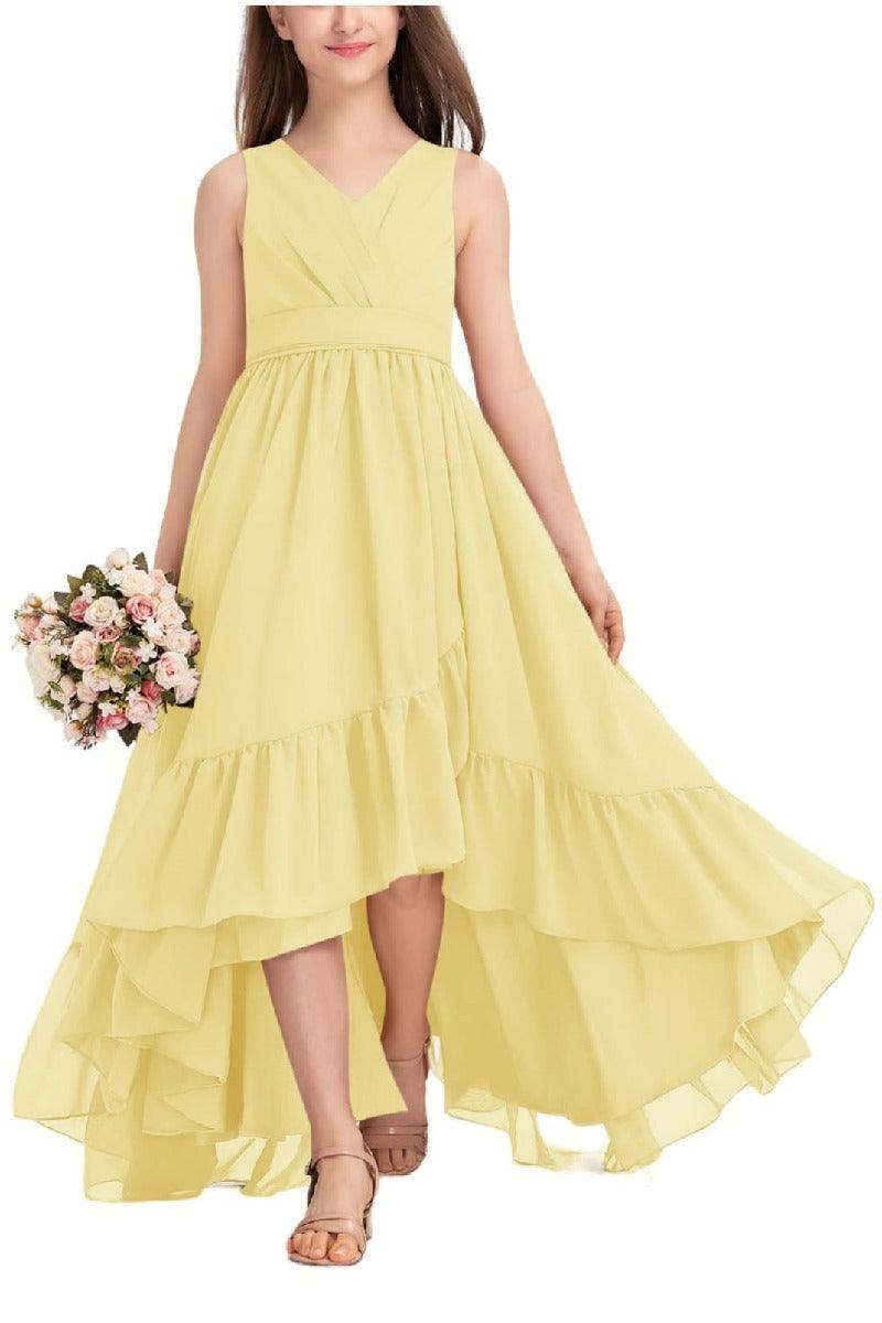 Junior Bridesmaid Dress High-Low Chiffon Gown B0CJDQ8SB2 - COCOMELODY