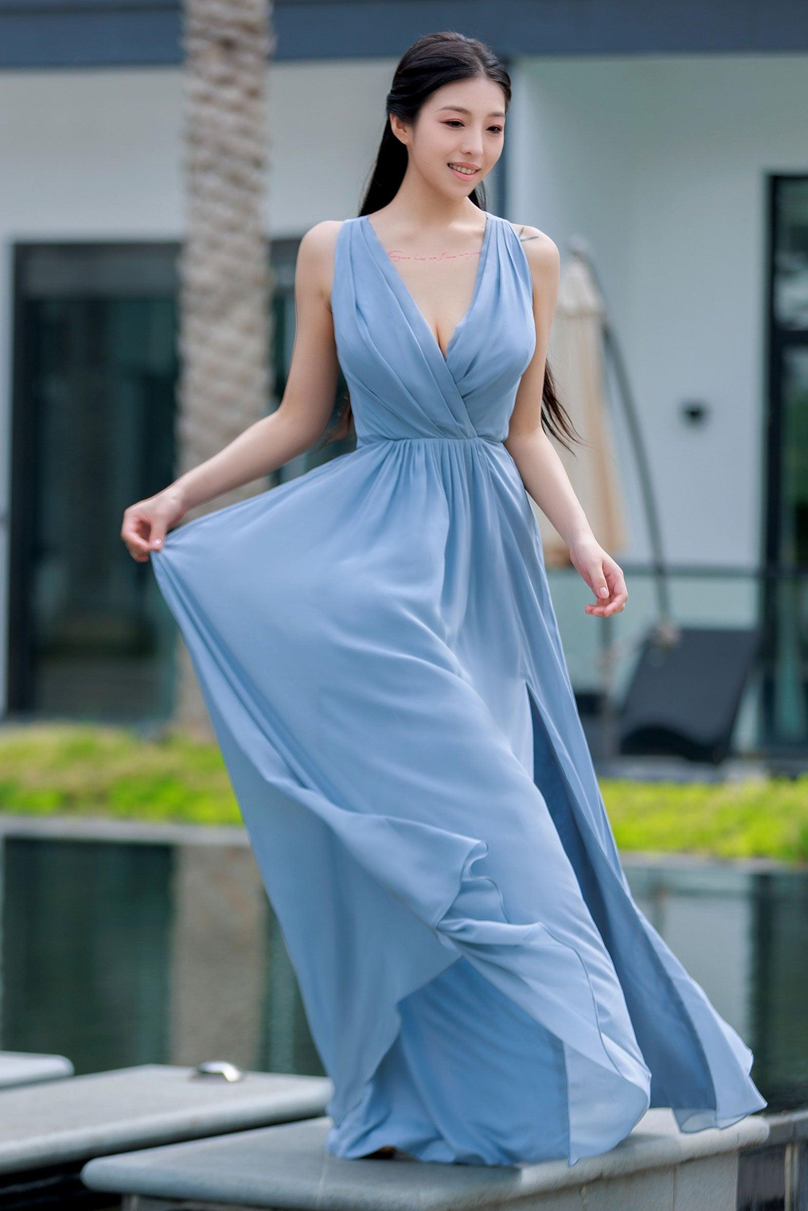 A-Line Floor Length Chiffon Bridesmaid Dress CB0708 - COCOMELODY