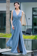 A-Line Floor Length Chiffon Bridesmaid Dress CB0708 - COCOMELODY