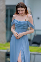 A-Line Floor Length Chiffon Bridesmaid Dress CB0709PS - COCOMELODY