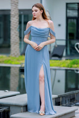 A-Line Floor Length Chiffon Bridesmaid Dress CB0709PS - COCOMELODY