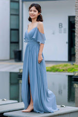 A-Line Floor Length Chiffon Bridesmaid Dress CB0710 - COCOMELODY