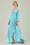 Asymmetrical Sweep-Brush Chiffon Bridesmaid Dress Formal Dresses CB0239CR - COCOMELODY