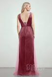 Sheath-Column Floor Length Bridesmaid Dress CB0275CR - COCOMELODY