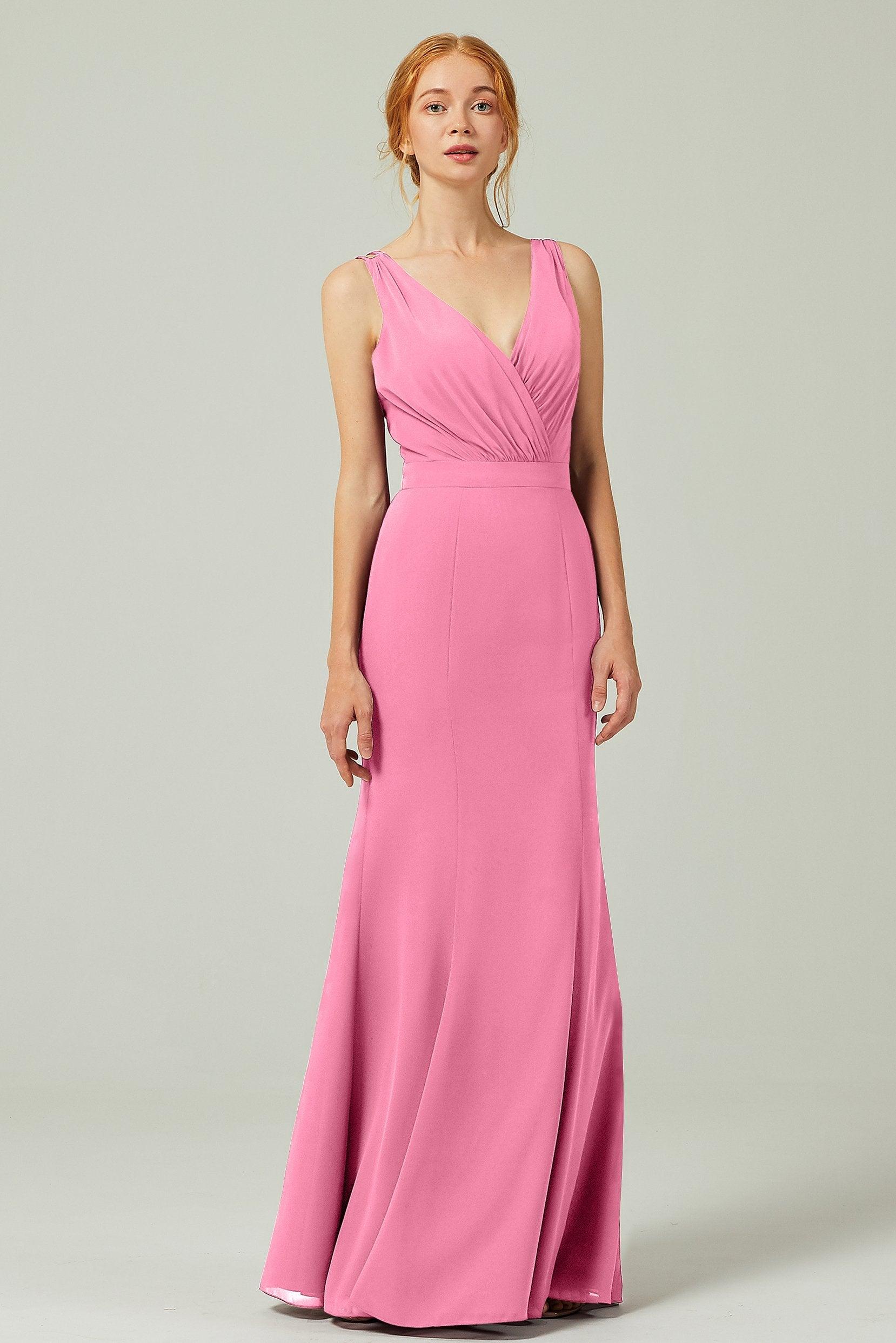 Sheath-Column Floor Length Chiffon Bridesmaid Dress CB0291 - COCOMELODY