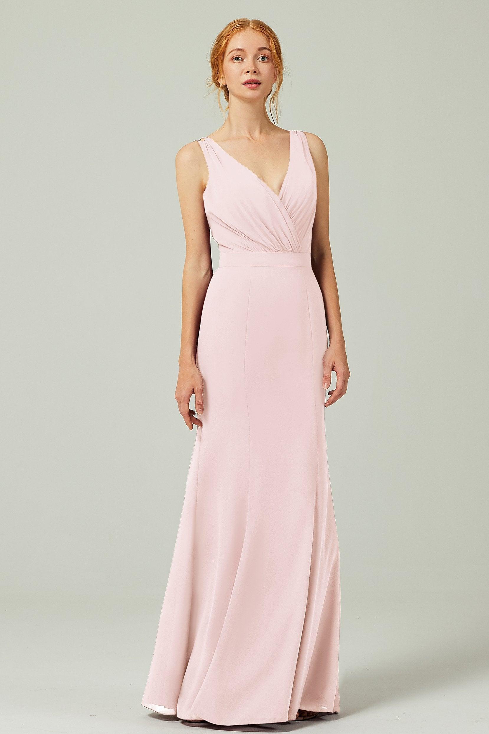 Sheath-Column Floor Length Chiffon Bridesmaid Dress CB0291 - COCOMELODY