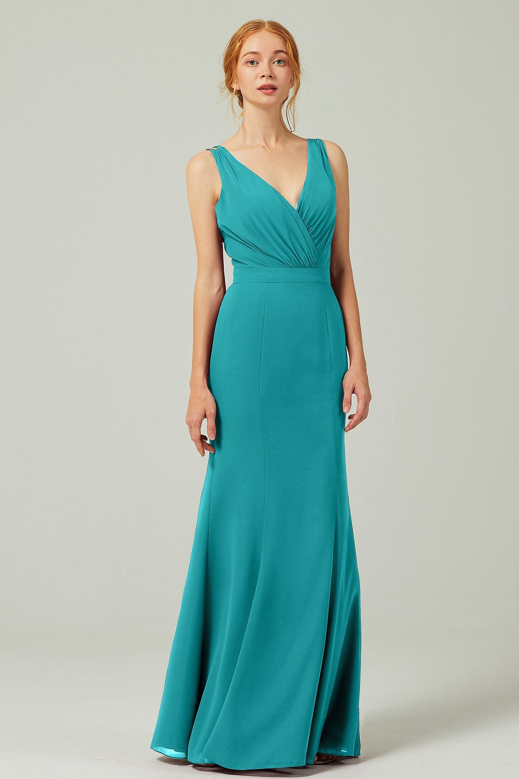 Sheath-Column Floor Length Chiffon Bridesmaid Dress CB0291 - COCOMELODY