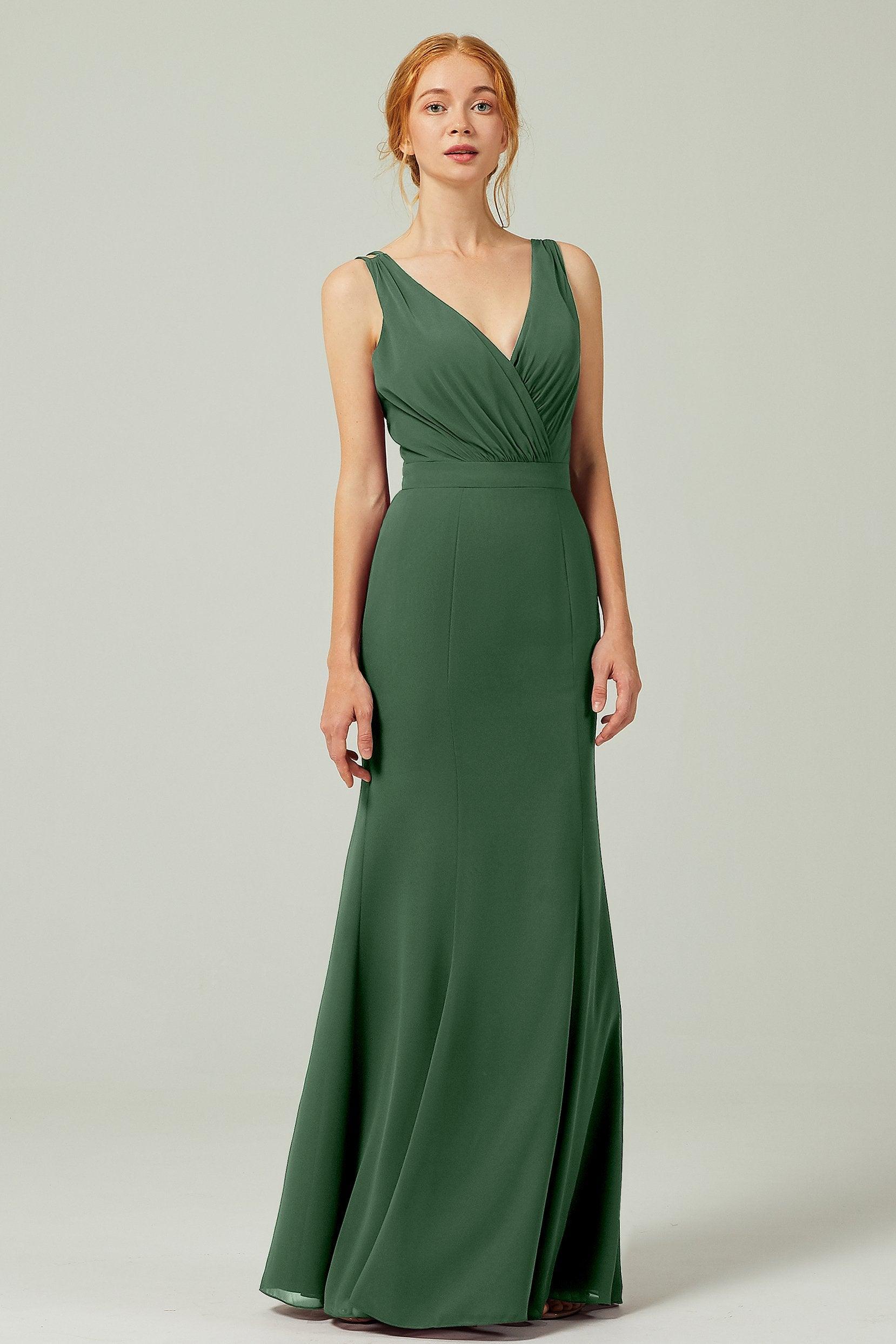 Sheath-Column Floor Length Chiffon Bridesmaid Dress CB0291 - COCOMELODY