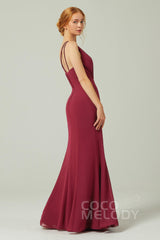 Sheath-Column Floor Length Chiffon Bridesmaid Dress CB0291 - COCOMELODY