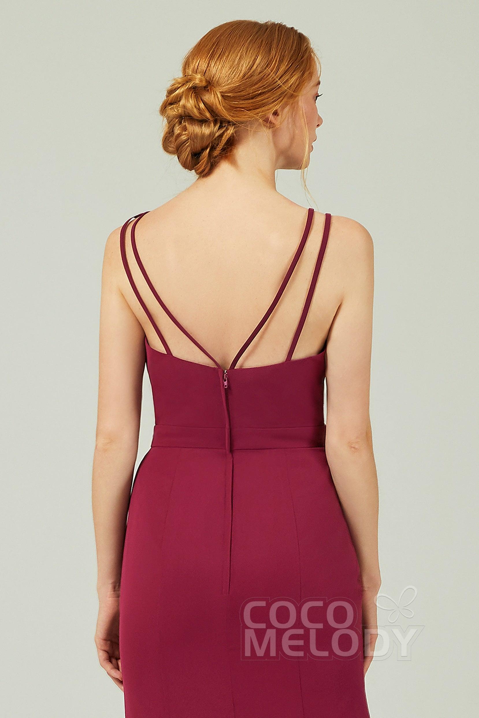 Sheath-Column Floor Length Chiffon Bridesmaid Dress CB0291 - COCOMELODY