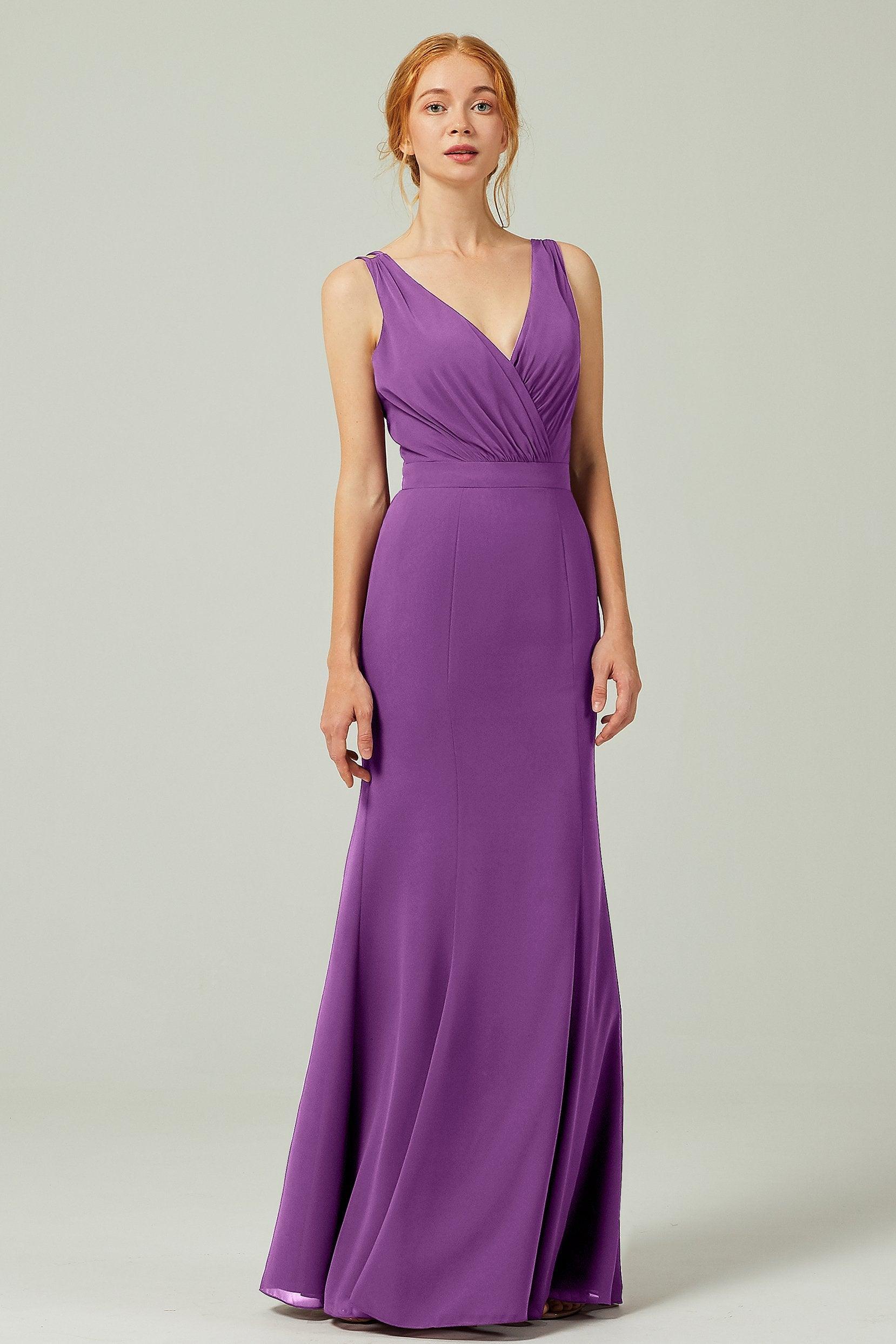 Sheath-Column Floor Length Chiffon Bridesmaid Dress CB0291 - COCOMELODY