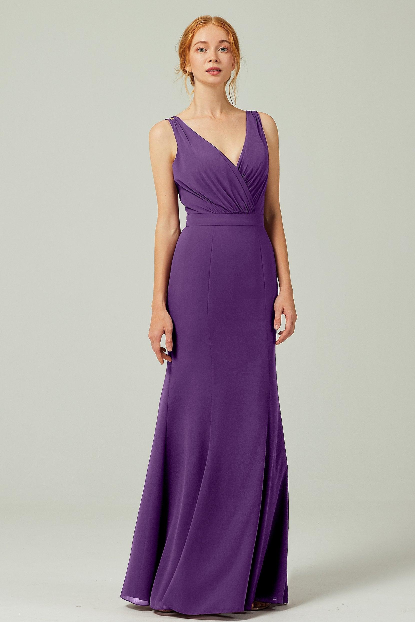 Sheath-Column Floor Length Chiffon Bridesmaid Dress CB0291 - COCOMELODY
