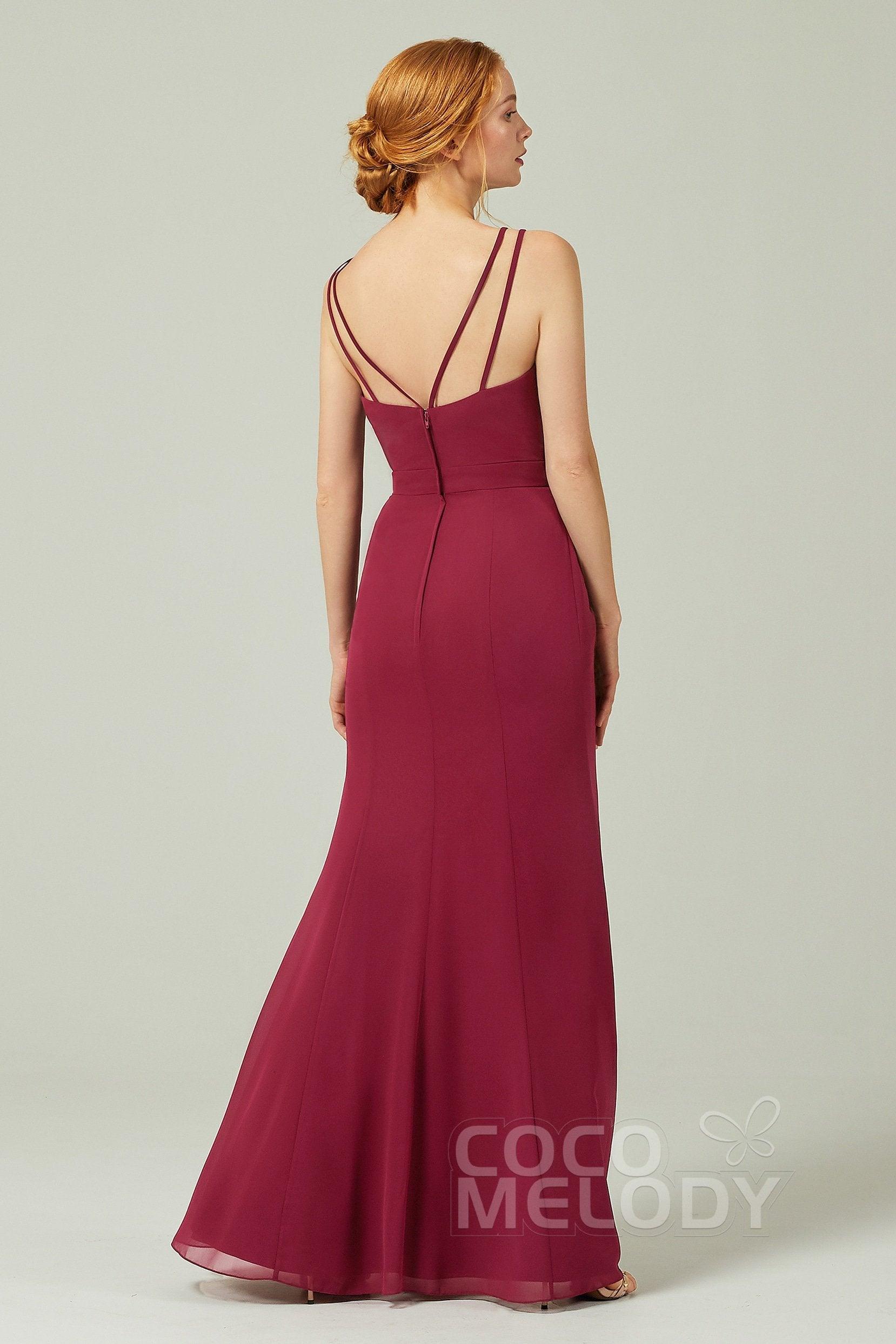 Sheath-Column Floor Length Chiffon Bridesmaid Dress CB0291 - COCOMELODY